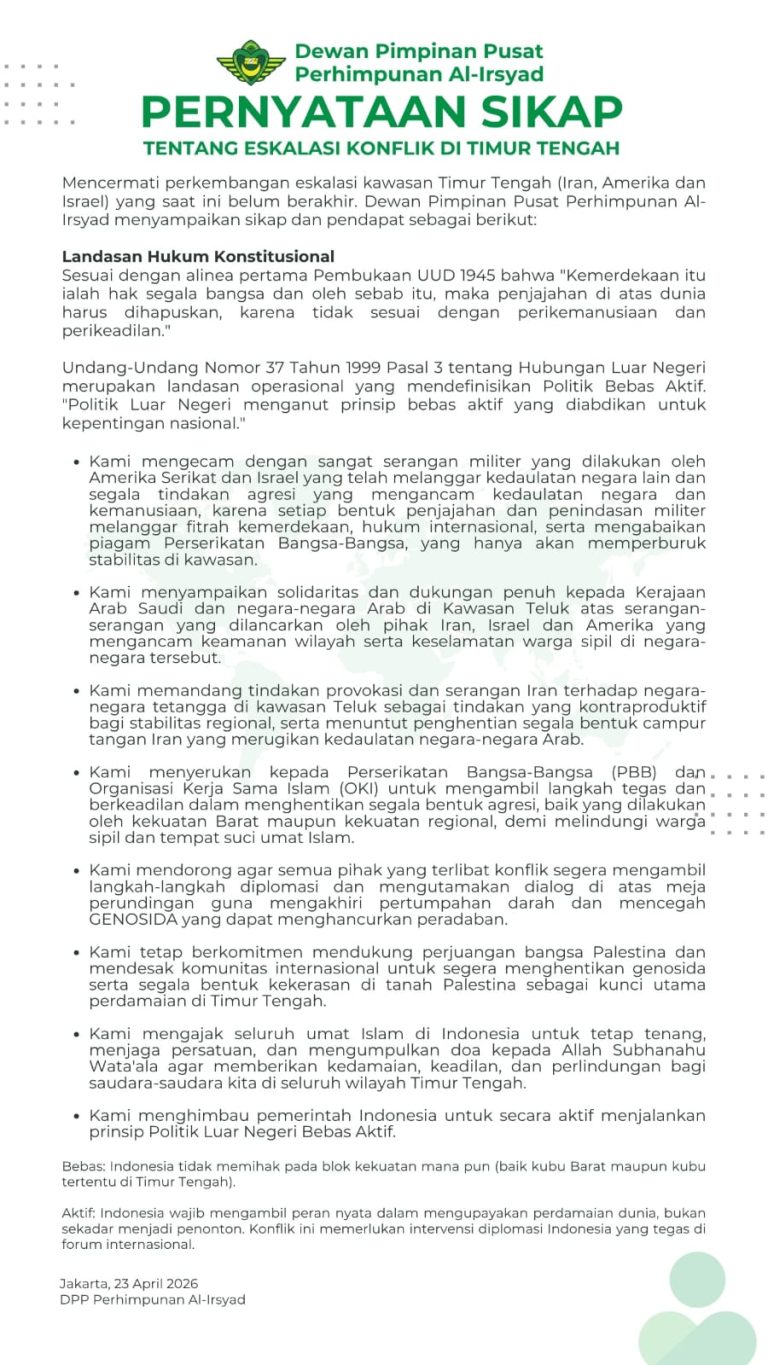 Pernyataan Sikap Perhimpunan Al-Irsyad